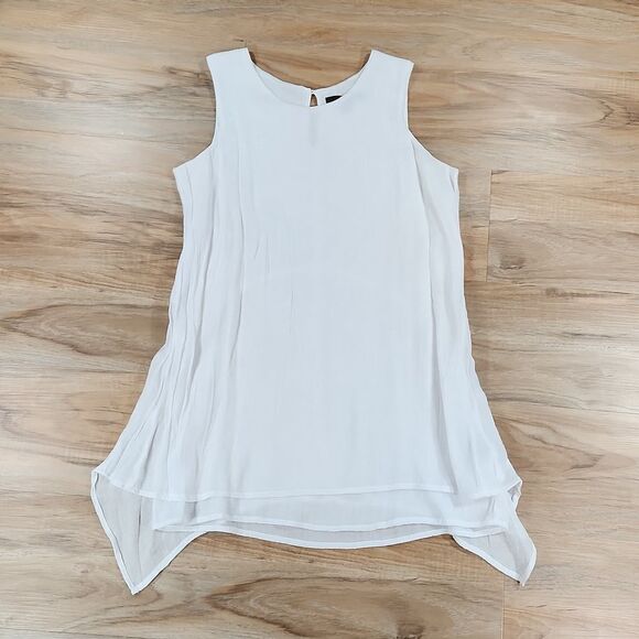 🔹️Fever White Gauzy Asymmetric Sleeveless Top Small - Picture 1 of 10